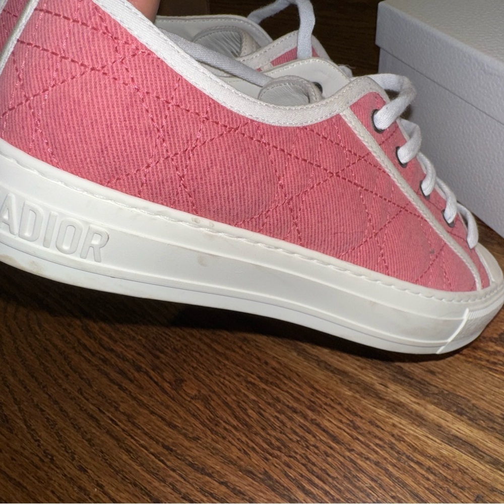 Size 9.5 Christian Dior Walk'n'Dior Canvas Sneakers Pink - Picture 8 of 14